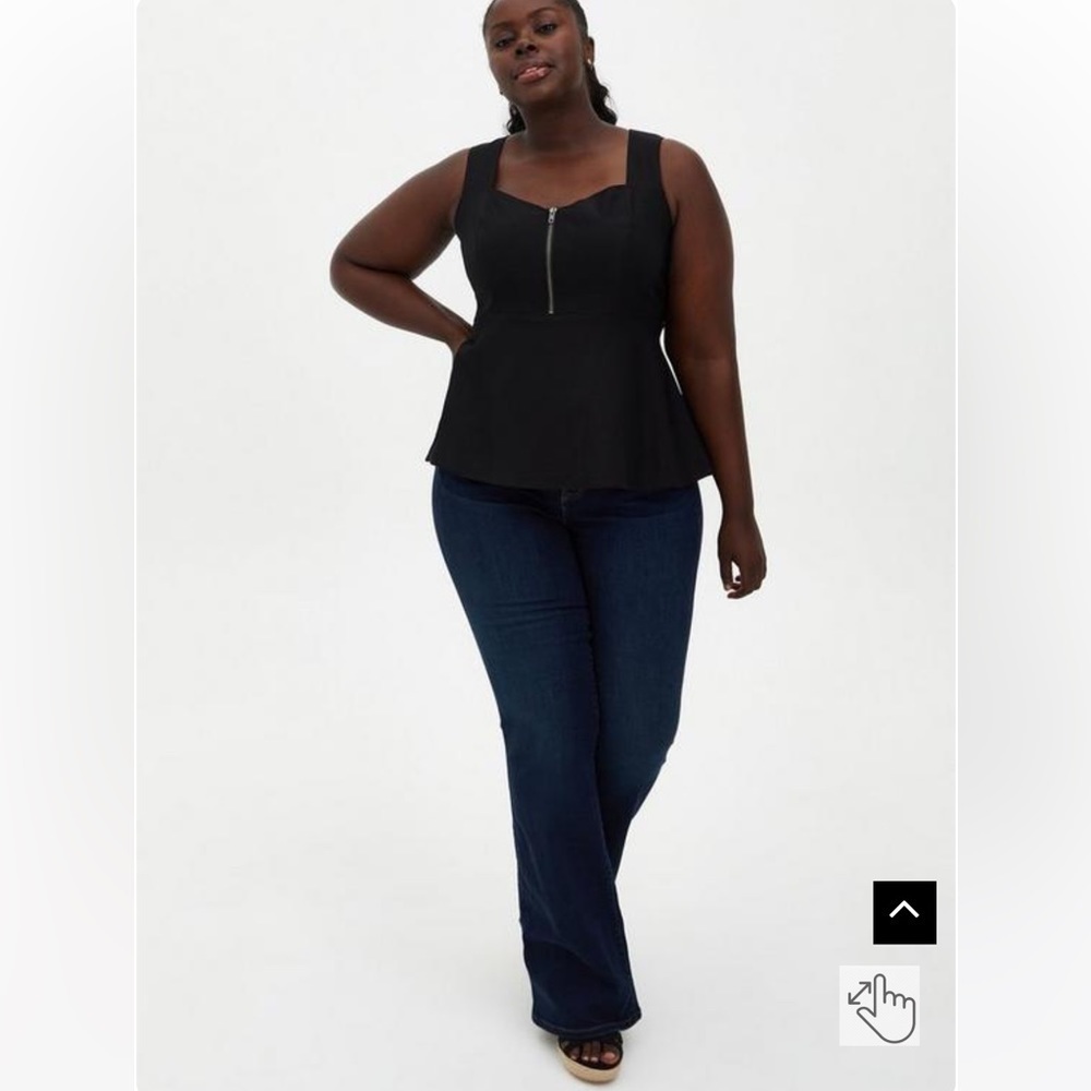 Torrid Peplum Bengaline Zipper Front
Tank in Black Size 5 (5X) Sweetheart Neck